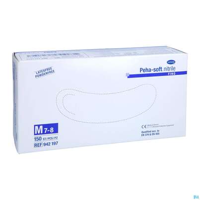 Sie sehen eine Packung Untersuchungshandschuhe Peha/soft/puderfrei Nitrile Unsteril Fino M 150st, Produktbild: 05 Untersuchungshandschuhe Peha/soft/puderfrei Nitrile Unsteril Fino M 150st, A-Nr.: 3836532 - 05