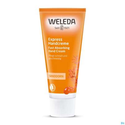 Sie sehen eine Packung Weleda Sanddorn Express Handcreme 50ml, Produktbild: 02 Weleda Sanddorn Express Handcreme 50ml, A-Nr.: 2640086 - 02