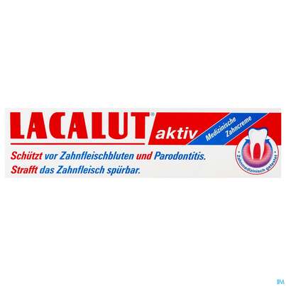 Sie sehen eine Packung Zahnpaste Lacalut Aktiv -dr.theiss 100ml, Produktbild: 02 Zahnpaste Lacalut Aktiv -dr.theiss 100ml, A-Nr.: 3433053 - 02