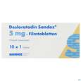 Sie sehen eine Packung DESLORATADIN SAN FTBL 5MG, 10 Stück, Produktbild: 01 DESLORATADIN SAN FTBL 5MG, 10 Stück, A-Nr.: 3909900 - 01