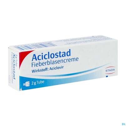Sie sehen eine Packung Aciclostad® Fieberblasencreme, 2 Gramm, Produktbild: 02 Aciclostad® Fieberblasencreme, 2 Gramm, A-Nr.: 1335760 - 02