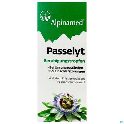 Sie sehen eine Packung Alpinamed Passelyt Beruhigungstropfen 100ml, Produktbild: 01 Alpinamed Passelyt Beruhigungstropfen 100ml, A-Nr.: 4212377 - 01