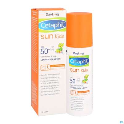 Sie sehen eine Packung Cetaphil Sun Daylong Kids Liposomale Lotion SPF 50+ , 150 Milliliter, Produktbild: 05 Cetaphil Sun Daylong Kids Liposomale Lotion SPF 50+ , 150 Milliliter, A-Nr.: 5129773 - 05