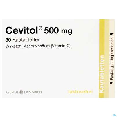 Sie sehen eine Packung CEVITOL KTBL 500MG, 30 Stück, Produktbild: 01 CEVITOL KTBL 500MG, 30 Stück, A-Nr.: 0088012 - 01