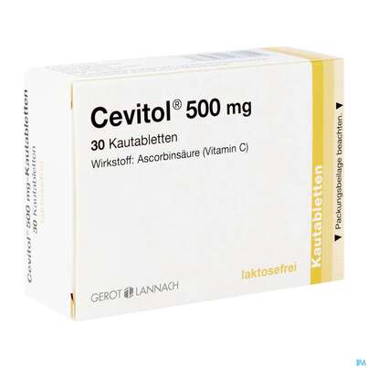 Sie sehen eine Packung CEVITOL KTBL 500MG, 30 Stück, Produktbild: 02 CEVITOL KTBL 500MG, 30 Stück, A-Nr.: 0088012 - 02
