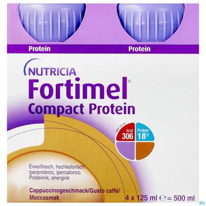 Sie sehen eine Packung FORTIMEL COMP PROT 125 CAPPU, 4 Stück, Produktbild: 01 FORTIMEL COMP PROT 125 CAPPU, 4 Stück, A-Nr.: 3948685 - 01