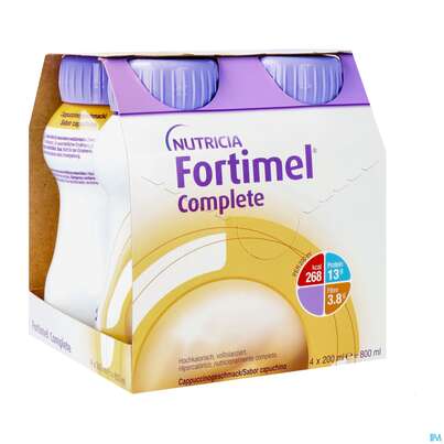 Sie sehen eine Packung Fortimel/complete 200ml Vitalflasche Cappuccino 4st, Produktbild: 02 Fortimel/complete 200ml Vitalflasche Cappuccino 4st, A-Nr.: 3664798 - 02