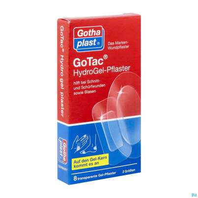 Sie sehen eine Packung Hydrogel Pflaster Gotac 2 Groessen 8st, Produktbild: 02 Hydrogel Pflaster Gotac 2 Groessen 8st, A-Nr.: 2982496 - 02