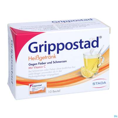 Sie sehen eine Packung Grippostad® Heißgetränk, 10 Stück, Produktbild: 03 Grippostad® Heißgetränk, 10 Stück, A-Nr.: 2436730 - 03