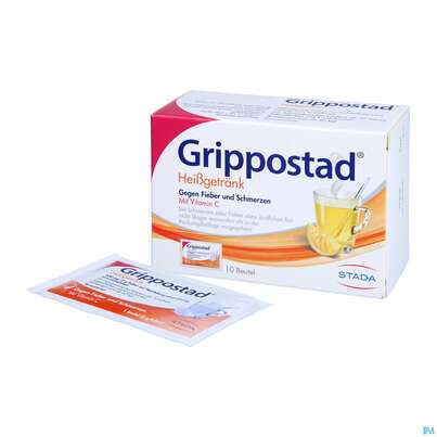 Sie sehen eine Packung Grippostad® Heißgetränk, 10 Stück, Produktbild: 08 Grippostad® Heißgetränk, 10 Stück, A-Nr.: 2436730 - 08