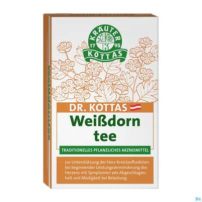 Sie sehen eine Packung Dr. Kottas Weißdorntee, 20 Stück, Produktbild: 01 Dr. Kottas Weißdorntee, 20 Stück, A-Nr.: 3886292 - 01