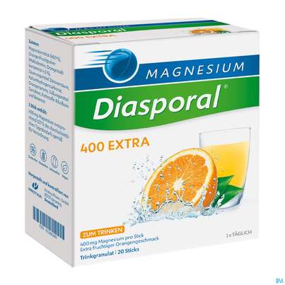 Sie sehen eine Packung Magnesium-Diasporal® 400 EXTRA, Trinkgranulat, 20 Stück, Produktbild: 03 Magnesium-Diasporal® 400 EXTRA, Trinkgranulat, 20 Stück, A-Nr.: 3870799 - 03