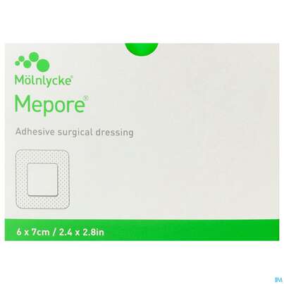 Sie sehen eine Packung Wundverband Mepore Steril 6x 7cm 60st, Produktbild: 01 Wundverband Mepore Steril 6x 7cm 60st, A-Nr.: 1652176 - 01