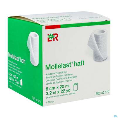 Sie sehen eine Packung Fixierbinden Mollelast Haft Weiss 20mx 8cm 1st, Produktbild: 02 Fixierbinden Mollelast Haft Weiss 20mx 8cm 1st, A-Nr.: 1767703 - 02