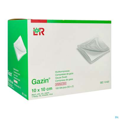 Sie sehen eine Packung Mullkompressen Gazin Baumw.17faedig Steril 8fach 10x 10cm 50x2 100st, Produktbild: 02 Mullkompressen Gazin Baumw.17faedig Steril 8fach 10x 10cm 50x2 100st, A-Nr.: 2309279 - 02
