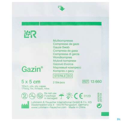 Sie sehen eine Packung MULLK.GAZIN ST16F 5X5, 2 Stück, Produktbild: 01 MULLK.GAZIN ST16F 5X5, 2 Stück, A-Nr.: 2570084 - 01