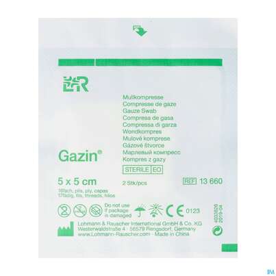 Sie sehen eine Packung MULLK.GAZIN ST16F 5X5, 2 Stück, Produktbild: 02 MULLK.GAZIN ST16F 5X5, 2 Stück, A-Nr.: 2570084 - 02
