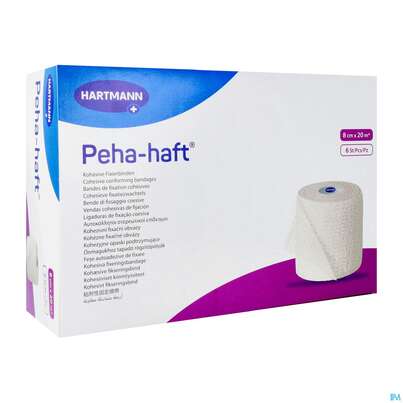 Sie sehen eine Packung Peha-haft Fixierbinde/latexfrei 20mx 8cm 6st, Produktbild: 02 Peha-haft Fixierbinde/latexfrei 20mx 8cm 6st, A-Nr.: 3328362 - 02