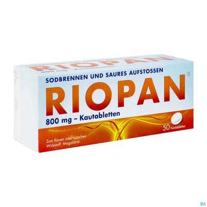 Sie sehen eine Packung Riopan Kautabl 800mg 50st, Produktbild: 02 Riopan Kautabl 800mg 50st, A-Nr.: 1255009 - 02