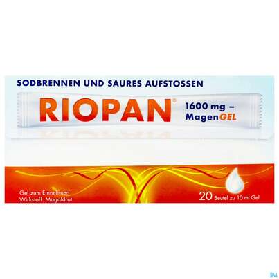 Sie sehen eine Packung RIOPAN MA-GEL 1600MG, 20 Stück, Produktbild: 02 RIOPAN MA-GEL 1600MG, 20 Stück, A-Nr.: 3526168 - 02