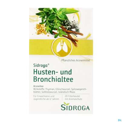 Sie sehen eine Packung Sidroga® Husten- und Bronchialtee, 20 Stück, Produktbild: 02 Sidroga® Husten- und Bronchialtee, 20 Stück, A-Nr.: 4050319 - 02