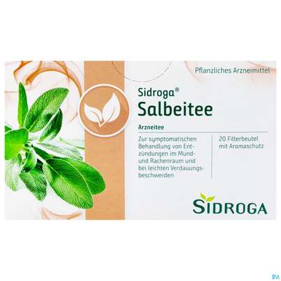 Sie sehen eine Packung Sidroga Salbeitee, 20 Stück, Produktbild: 01 Sidroga Salbeitee, 20 Stück, A-Nr.: 2429345 - 01