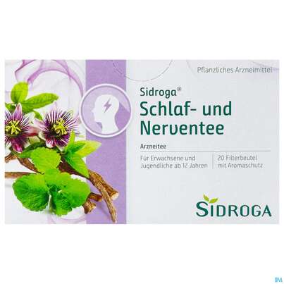 Sie sehen eine Packung Sidroga Schlaf- und Nerventee, 20 Stück, Produktbild: 01 Sidroga Schlaf- und Nerventee, 20 Stück, A-Nr.: 3903984 - 01