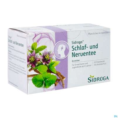 Sie sehen eine Packung Sidroga Schlaf- und Nerventee, 20 Stück, Produktbild: 03 Sidroga Schlaf- und Nerventee, 20 Stück, A-Nr.: 3903984 - 03