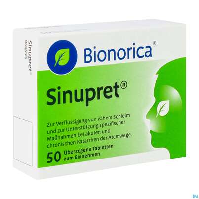 Sie sehen eine Packung SINUPRET DRG, 50 Stück, Produktbild: 02 SINUPRET DRG, 50 Stück, A-Nr.: 1343446 - 02