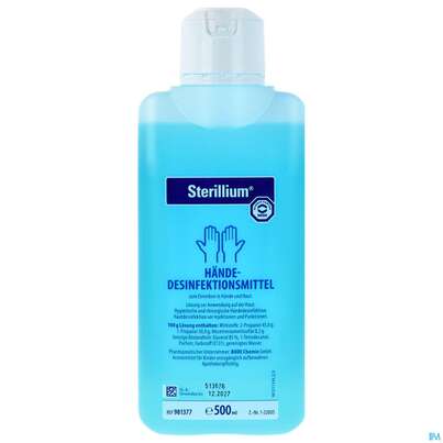 Sie sehen eine Packung Sterillium lösung Z Anwendung A.d.haut 500ml, Produktbild: 01 Sterillium lösung Z Anwendung A.d.haut 500ml, A-Nr.: 2163930 - 01
