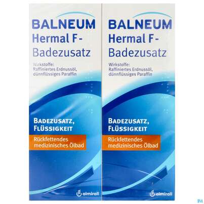 Sie sehen eine Packung Balneum-hermal -f Badezusatz Bp2x5 1000ml, Produktbild: 01 Balneum-hermal -f Badezusatz Bp2x5 1000ml, A-Nr.: 3539745 - 01