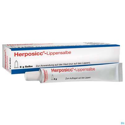 Sie sehen eine Packung HERPOSICC LIPPENSBL, 8 Gramm, Produktbild: 01 HERPOSICC LIPPENSBL, 8 Gramm, A-Nr.: 0025514 - 01