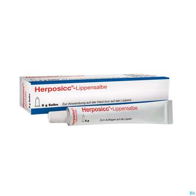 Sie sehen eine Packung HERPOSICC LIPPENSBL, 8 Gramm, Produktbild: 02 HERPOSICC LIPPENSBL, 8 Gramm, A-Nr.: 0025514 - 02