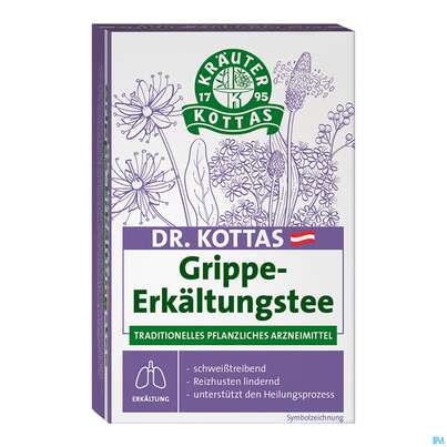 Sie sehen eine Packung Dr. Kottas Grippe-Erkältungstee, 20 Stück, Produktbild: 01 Dr. Kottas Grippe-Erkältungstee, 20 Stück, A-Nr.: 3886122 - 01
