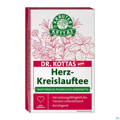 Sie sehen eine Packung Dr. Kottas Herz-Kreislauftee, 20 Stück, Produktbild: 01 Dr. Kottas Herz-Kreislauftee, 20 Stück, A-Nr.: 3886116 - 01