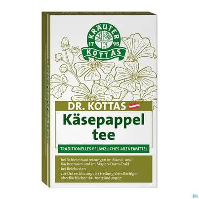 Sie sehen eine Packung Dr. Kottas Käsepappeltee, 20 Stück, Produktbild: 01 Dr. Kottas Käsepappeltee, 20 Stück, A-Nr.: 3886180 - 01