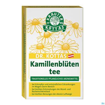 Sie sehen eine Packung Dr. Kottas Kamillenblütentee, 20 Stück, Produktbild: 01 Dr. Kottas Kamillenblütentee, 20 Stück, A-Nr.: 3886174 - 01