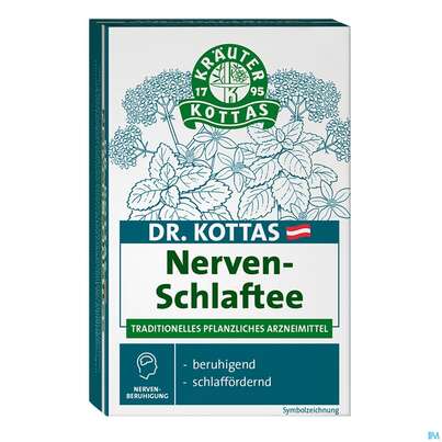Sie sehen eine Packung Dr. Kottas Nerven-Schlaftee, 20 Stück, Produktbild: 01 Dr. Kottas Nerven-Schlaftee, 20 Stück, A-Nr.: 3886056 - 01