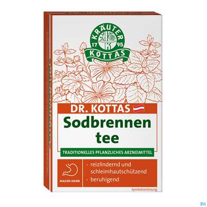Sie sehen eine Packung Dr. Kottas Sodbrennentee, 20 Stück, Produktbild: 01 Dr. Kottas Sodbrennentee, 20 Stück, A-Nr.: 3886079 - 01