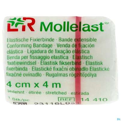 Sie sehen eine Packung Mullbinden Mollelast Cello 4mx 4cm 1st, Produktbild: 01 Mullbinden Mollelast Cello 4mx 4cm 1st, A-Nr.: 3136875 - 01