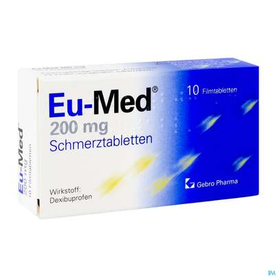 Sie sehen eine Packung EU-MED SCHMERZTBL 200MG, 10 Stück, Produktbild: 02 EU-MED SCHMERZTBL 200MG, 10 Stück, A-Nr.: 2442647 - 02