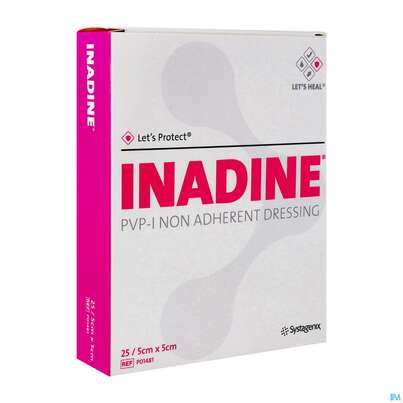 Sie sehen eine Packung Inadine Pvp-jod Verband Antiseptisch P01481c 5x 5cm 25st, Produktbild: 02 Inadine Pvp-jod Verband Antiseptisch P01481c 5x 5cm 25st, A-Nr.: 1861164 - 02