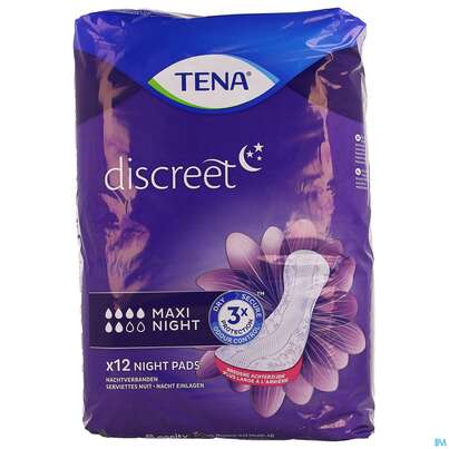 Sie sehen eine Packung Inkontinenz Tena/lady Discreet Einlage Maxi Night 760921 12st, Produktbild: 01 Inkontinenz Tena/lady Discreet Einlage Maxi Night 760921 12st, A-Nr.: 3478311 - 01