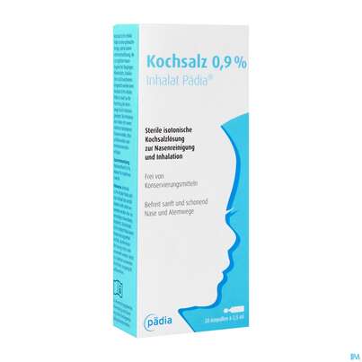 Sie sehen eine Packung Kochsalz-lösung 0,9% Inhalat Paedia 2,5ml 20st, Produktbild: 02 Kochsalz-lösung 0,9% Inhalat Paedia 2,5ml 20st, A-Nr.: 4769269 - 02