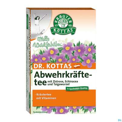Sie sehen eine Packung Dr. Kottas Abwehrkräftetee, 20 Stück, Produktbild: 01 Dr. Kottas Abwehrkräftetee, 20 Stück, A-Nr.: 3886435 - 01