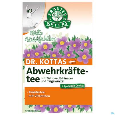 Sie sehen eine Packung Dr. Kottas Abwehrkräftetee, 20 Stück, Produktbild: 02 Dr. Kottas Abwehrkräftetee, 20 Stück, A-Nr.: 3886435 - 02