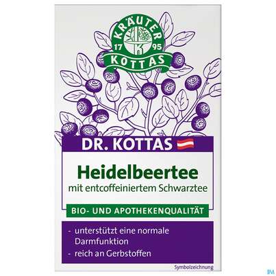 Sie sehen eine Packung Dr. Kottas Heidelbeertee, 20 Stück, Produktbild: 02 Dr. Kottas Heidelbeertee, 20 Stück, A-Nr.: 3886487 - 02