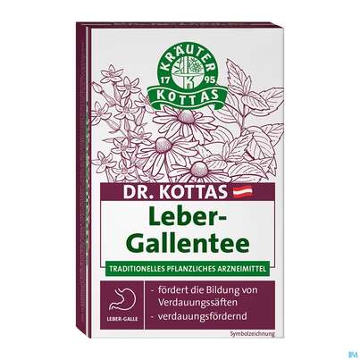 Sie sehen eine Packung Dr. Kottas Leber-Gallentee, 20 Stück, Produktbild: 01 Dr. Kottas Leber-Gallentee, 20 Stück, A-Nr.: 3886151 - 01