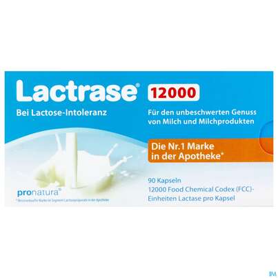 Sie sehen eine Packung LACTRASE KPS 12.000 FCC, 90 Stück, Produktbild: 01 LACTRASE KPS 12.000 FCC, 90 Stück, A-Nr.: 4797248 - 01