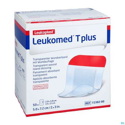 Sie sehen eine Packung Wundverband Leukomed T Plus Folienverband/+auflage Steril 7,2x 5cm 50st, Produktbild: 03 Wundverband Leukomed T Plus Folienverband/+auflage Steril 7,2x 5cm 50st, A-Nr.: 3072810 - 03